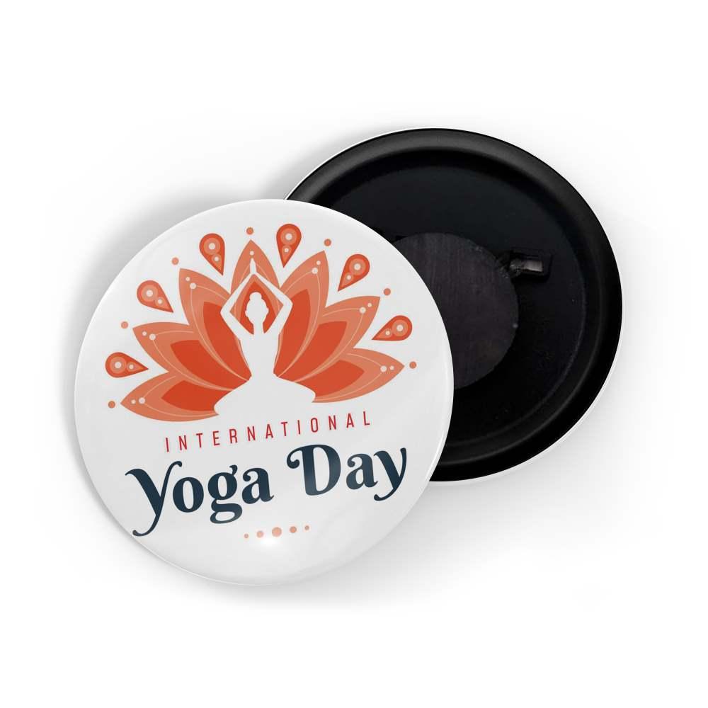 dhcrafts Fridge Magnet White International Yoga Day D2 Glossy Finish Design Pack of 1